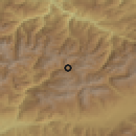 Shaded relief of the 52 km around Incles, drawn from the GMTED2010 grid