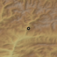Shaded relief of the 52 km around Juberri, drawn from the GMTED2010 grid