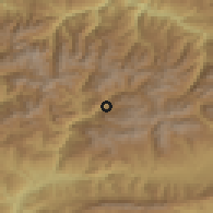 Shaded relief of the 52 km around Les Bons, drawn from the GMTED2010 grid