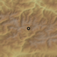 Shaded relief of the 52 km around Llorts, drawn from the GMTED2010 grid