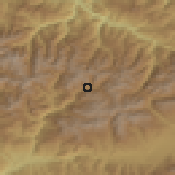 Shaded relief of the 52 km around Aldosa, drawn from the GMTED2010 grid