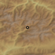 Shaded relief of the 52 km around Meritxell, drawn from the GMTED2010 grid