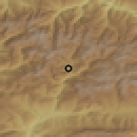 Shaded relief of the 52 km around Sispony, drawn from the GMTED2010 grid