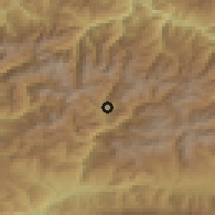 Shaded relief of the 52 km around Sornàs, drawn from the GMTED2010 grid