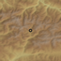 Shaded relief of the 52 km around Ansalonga, drawn from the GMTED2010 grid