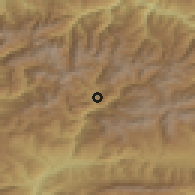 Shaded relief of the 52 km around Anyós, drawn from the GMTED2010 grid