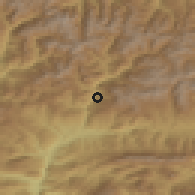 Shaded relief of the 52 km around Auvinyà, drawn from the GMTED2010 grid