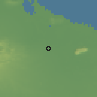 Shaded relief of the 58 km around Morón, drawn from the GMTED2010 grid