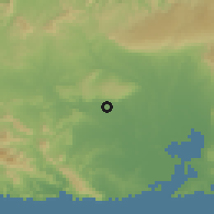 Shaded relief of the 59 km around Niceto Pérez, drawn from the GMTED2010 grid
