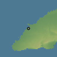 Shaded relief of the 59 km around Niquero, drawn from the GMTED2010 grid