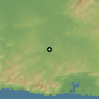 Shaded relief of the 58 km around Palma Soriano, drawn from the GMTED2010 grid
