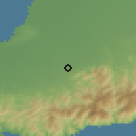 Shaded relief of the 58 km around Bartolomé Masó, drawn from the GMTED2010 grid