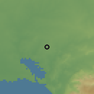 Shaded relief of the 58 km around Palmira, drawn from the GMTED2010 grid