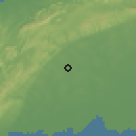 Shaded relief of the 58 km around Pinar del Rio, drawn from the GMTED2010 grid