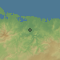 Shaded relief of the 58 km around Sagua de Tánamo, drawn from the GMTED2010 grid