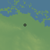 Shaded relief of the 58 km around Sagua la Grande, drawn from the GMTED2010 grid