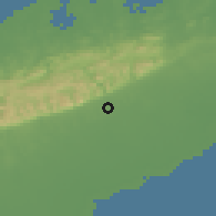 Shaded relief of the 58 km around San Cristóbal, drawn from the GMTED2010 grid