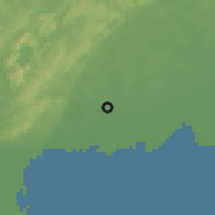 Shaded relief of the 58 km around San Luis, drawn from the GMTED2010 grid