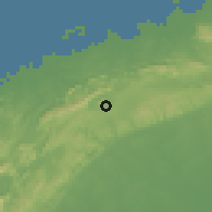 Shaded relief of the 58 km around Vinales, drawn from the GMTED2010 grid