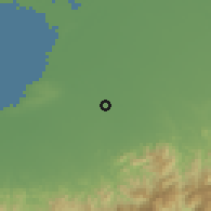Shaded relief of the 58 km around Yara, drawn from the GMTED2010 grid