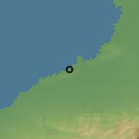 Shaded relief of the 58 km around Campechuela, drawn from the GMTED2010 grid