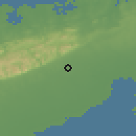 Shaded relief of the 58 km around Candelaria, drawn from the GMTED2010 grid