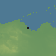 Shaded relief of the 58 km around Cárdenas, drawn from the GMTED2010 grid