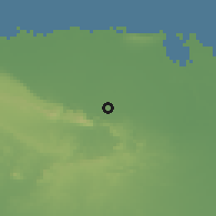 Shaded relief of the 58 km around Chambas, drawn from the GMTED2010 grid