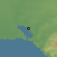Shaded relief of the 58 km around Cienfuegos, drawn from the GMTED2010 grid
