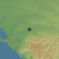 Shaded relief of the 58 km around Cumanayagua, drawn from the GMTED2010 grid