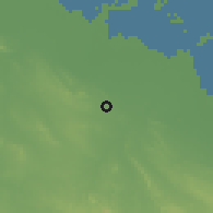 Shaded relief of the 58 km around Encrucijada, drawn from the GMTED2010 grid