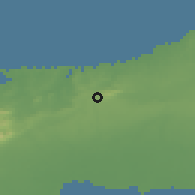 Shaded relief of the 58 km around Guanajay, drawn from the GMTED2010 grid
