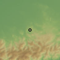 Shaded relief of the 58 km around Guisa, drawn from the GMTED2010 grid