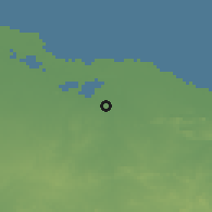Shaded relief of the 58 km around Jesús Menéndez, drawn from the GMTED2010 grid