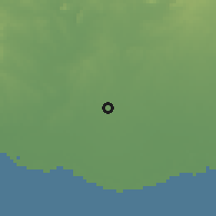 Shaded relief of the 58 km around La Sierpe, drawn from the GMTED2010 grid