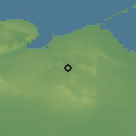 Shaded relief of the 58 km around Limonar, drawn from the GMTED2010 grid