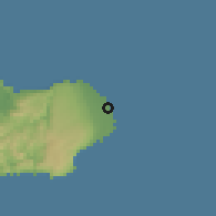 Shaded relief of the 58 km around Maisí, drawn from the GMTED2010 grid