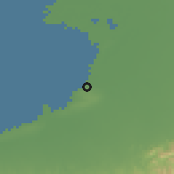 Shaded relief of the 58 km around Manzanillo, drawn from the GMTED2010 grid