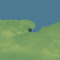 Shaded relief of the 58 km around Matanzas, drawn from the GMTED2010 grid