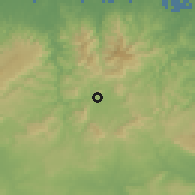 Shaded relief of the 58 km around Mayarí Arriba, drawn from the GMTED2010 grid