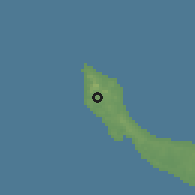 Shaded relief of the 60 km around Flip, drawn from the GMTED2010 grid