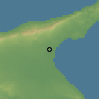 Shaded relief of the 55 km around Aygün, drawn from the GMTED2010 grid