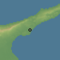 Shaded relief of the 55 km around Bafra, drawn from the GMTED2010 grid