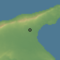 Shaded relief of the 55 km around Boğaziçi, drawn from the GMTED2010 grid