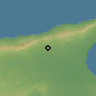 Shaded relief of the 55 km around Çamlica, drawn from the GMTED2010 grid