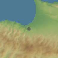 Shaded relief of the 55 km around Çamlıköy, drawn from the GMTED2010 grid