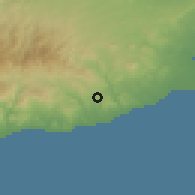 Shaded relief of the 55 km around Choirokoitia, drawn from the GMTED2010 grid