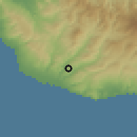 Shaded relief of the 55 km around Choletria, drawn from the GMTED2010 grid