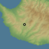 Shaded relief of the 55 km around Choulou, drawn from the GMTED2010 grid