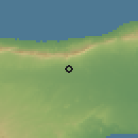 Shaded relief of the 55 km around Cihangir, drawn from the GMTED2010 grid